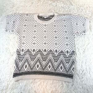 Vintage Carriage Court Knit Sweater Short Sleeve Aztec Women's Small Made in USA